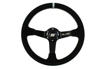 Steering wheel SLIDE 350mm offset:90mm Suede Silver Strip