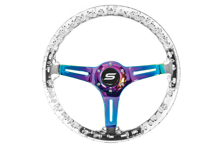 Steering wheel SLIDE 350mm offset:70mm NeoChrome Acrylic Clear