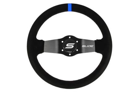 Steering wheel SLIDE 350mm offset:90mm Suede Blue Strip