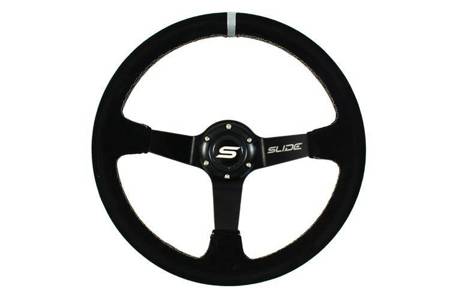 Steering wheel SLIDE 350mm offset:90mm Suede Silver Strip