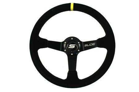 Steering wheel SLIDE 350mm offset:90mm Suede Yellow Strip