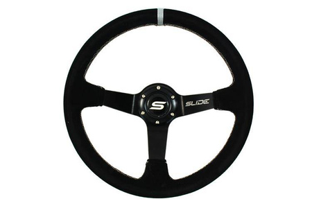 Steering wheel SLIDE 350mm offset:90mm Suede Silver Strip