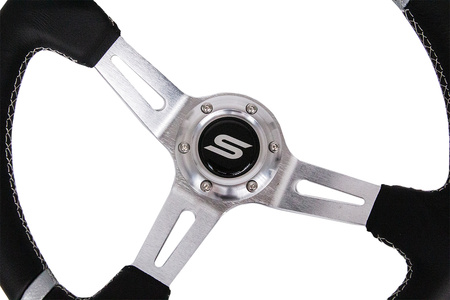 Steering wheel SLIDE 350mm offset:90mm Leather Silver