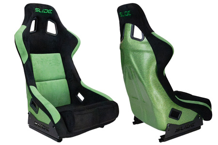 Racing seat SLIDE KS2 Premium Green & Black Welur Green Glitter