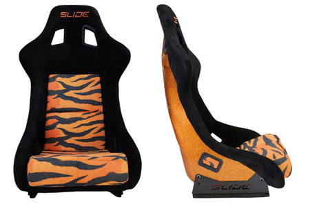 Fotel sportowy SLIDE KS2 Premium Orange Black & Grafic Tiger Welur Orange Glitter