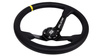 Steering wheel SLIDE 350mm offset:90mm Leather Yellow Strip