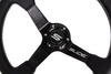Steering wheel SLIDE 350mm offset:90mm Leather Silver Strip