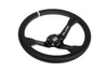 Steering wheel SLIDE 350mm offset:90mm Leather Silver Strip