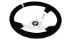 Kierownica SLIDE 350mm offset:90mm Zamsz White