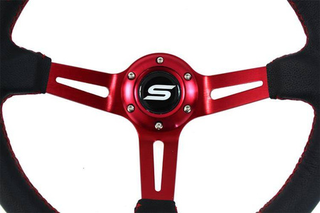 Steering wheel SLIDE 350mm offset:90mm Leather Red