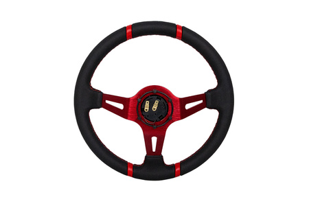 Steering wheel SLIDE 350mm offset:90mm Leather Red