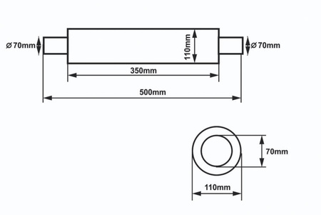 Center Muffler 70mm SLIDE RS 304SS 350mm