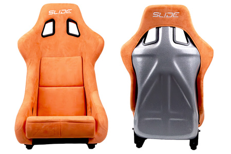Racing seat SLIDE KS2 Premium Light Orange Welur Medium Grey Glitter