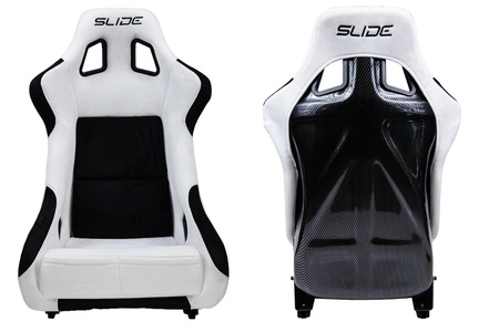 Fotel sportowy SLIDE KS2 Premium White & Black Welur Carbon