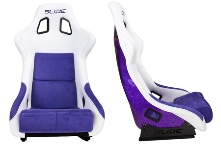Racing seat SLIDE KS2 Premium White Purple Welur & Purple Glitter