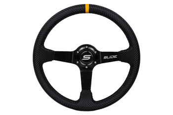 Steering wheel SLIDE 350mm offset:90mm Carbon Yellow Strip