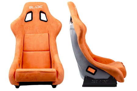 Fotel sportowy SLIDE KS2 Premium Light Orange Welur Medium Grey Glitter