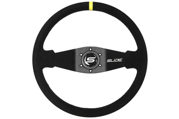 Steering wheel SLIDE 350mm offset:90mm Suede Yellow Strip