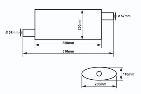 Center Muffler 57mm SLIDE 304SS 350mm