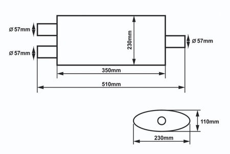 Center Muffler 57mm SLIDE 304SS 350mm