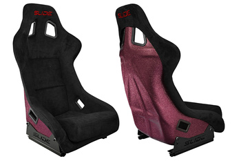 Racing seat SLIDE KS2 Premium Black Suede Red Glitter