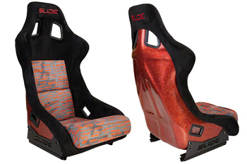 Racing seat SLIDE KS2 Premium Black Personal Words Welur & Red Glitter