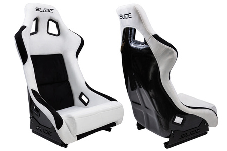 Fotel sportowy SLIDE KS2 Premium White & Black Welur Carbon Glitter