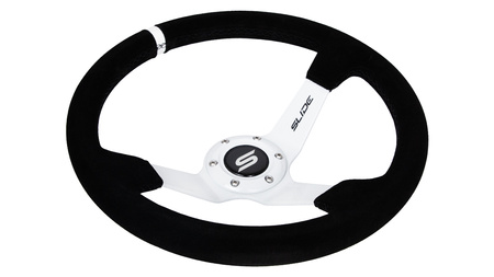 Steering wheel SLIDE 350mm offset:90mm Suede White