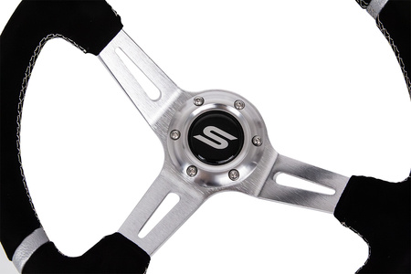 Steering wheel SLIDE 350mm offset:90mm Suede Silver
