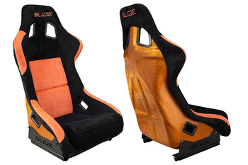 Fotel sportowy SLIDE KS2 Premium Black & Orange Welur Orange Glitter