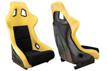 Racing seat SLIDE KS2 Premium Black & Yellow Suede Black Glitter