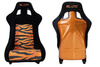 Racing seat SLIDE KS2 Premium Orange Black & Grafic Tiger Welur Orange Glitter