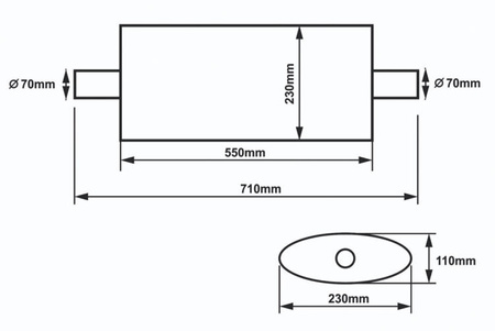 Center Muffler 70mm SLIDE 304SS 550mm