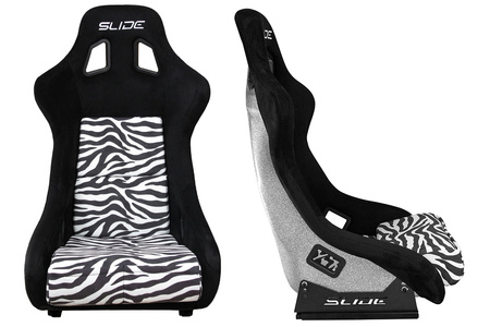 Racing seat SLIDE KS2 Premium Black & Zebra Suede Silver Glitter