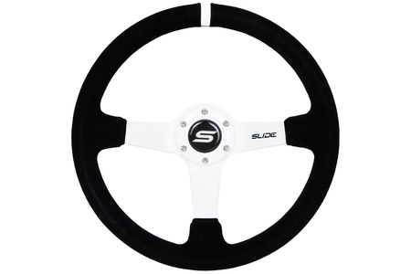 Steering wheel SLIDE 350mm offset:90mm Suede White