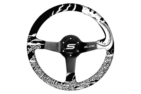 Steering wheel SLIDE 350mm offset:90mm Wood Hydrographics