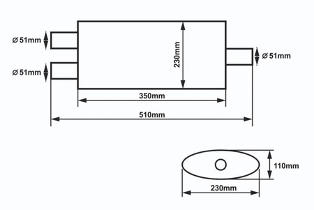 Center Muffler 51mm SLIDE 304SS 350mm