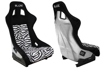 Racing seat SLIDE KS2 Premium Black & Zebra Suede Silver Glitter