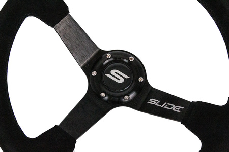 Steering wheel SLIDE 350mm offset:90mm Suede Yellow Strip
