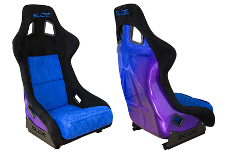 Fotel sportowy SLIDE KS2 Premium Black & Quilted Blue Welur Purple-Blue Glitter