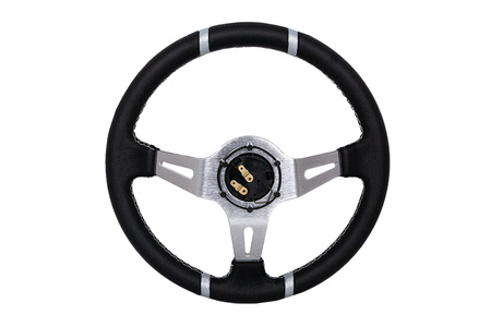 Steering wheel SLIDE 350mm offset:90mm Leather Silver