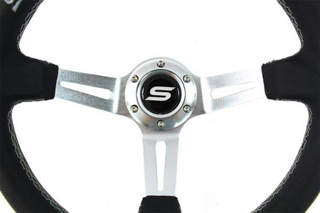 Steering wheel SLIDE 350mm offset:90mm Leather Silver