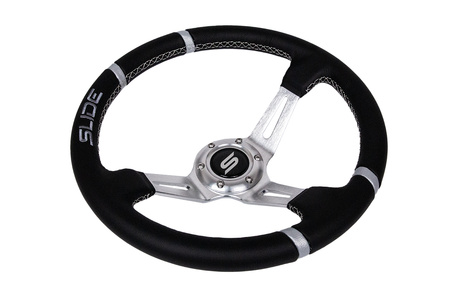 Steering wheel SLIDE 350mm offset:90mm Leather Silver