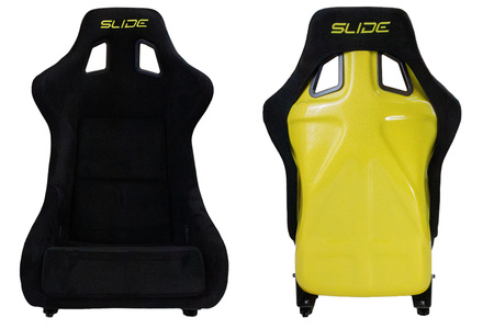 Fotel sportowy SLIDE KS2 Premium Black Welur & Yellow Glitter